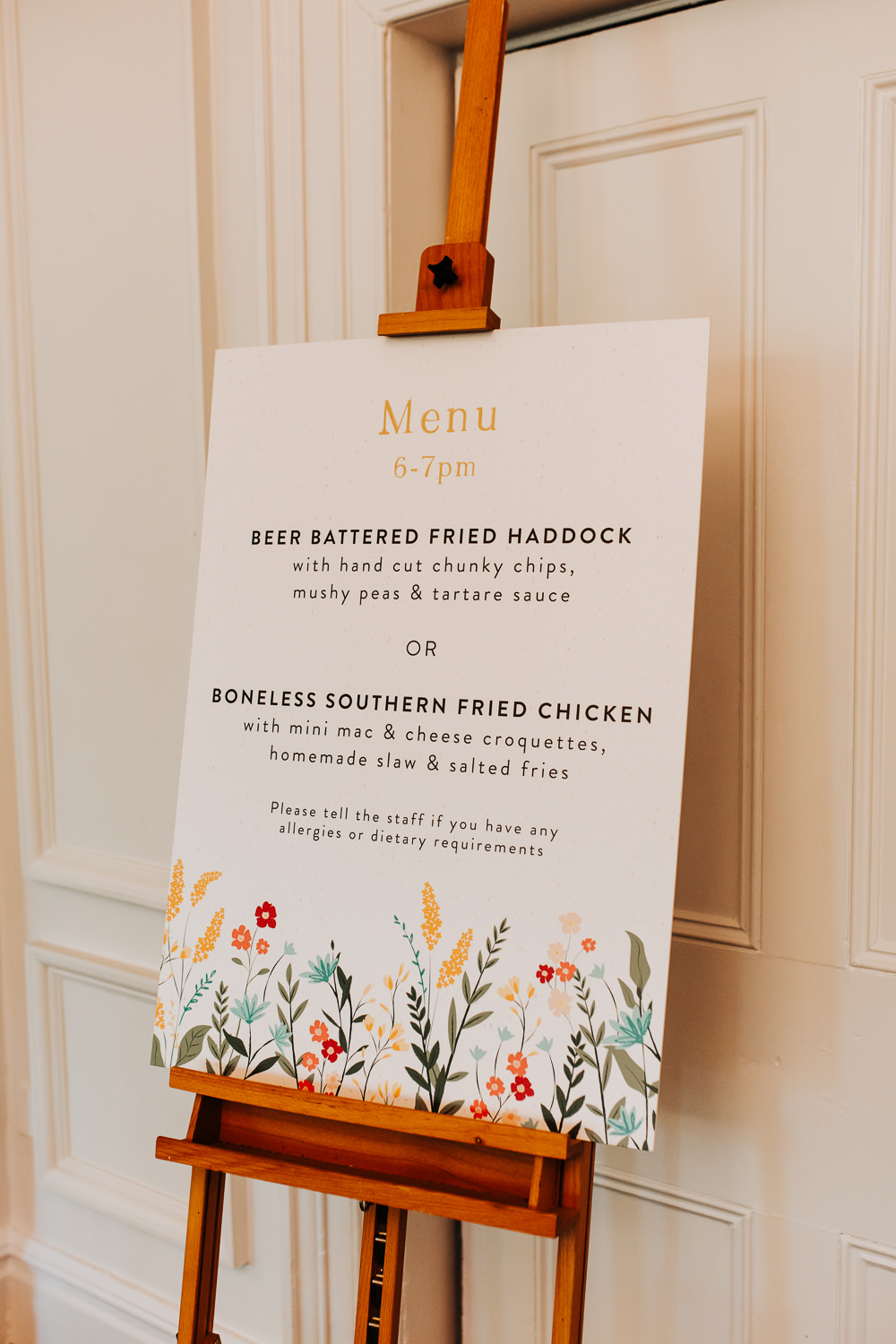 Menu Sign Flower Lancashire Country House Wedding Wyldbee