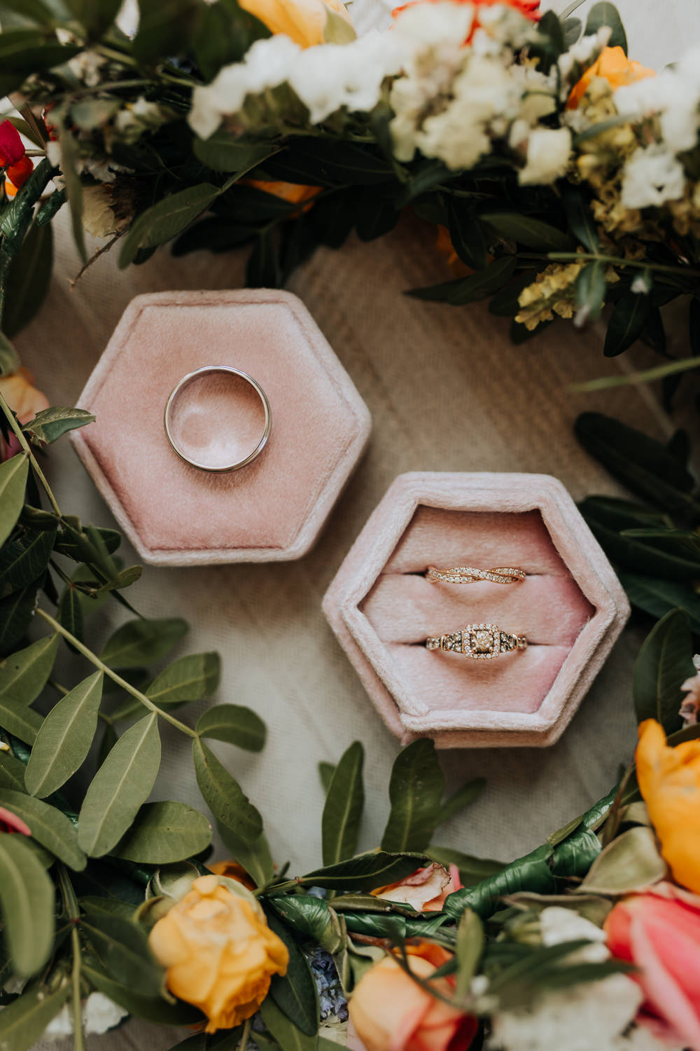 Pink Velvet Ring Box Lancashire Country House Wedding Wyldbee