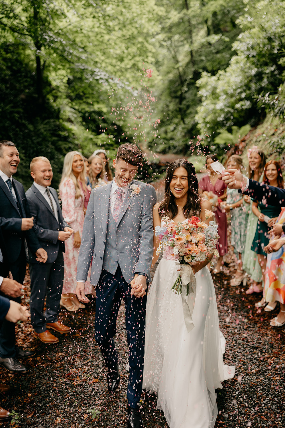 Confetti Throw Magheramorne Estate Wedding Iain Irwin