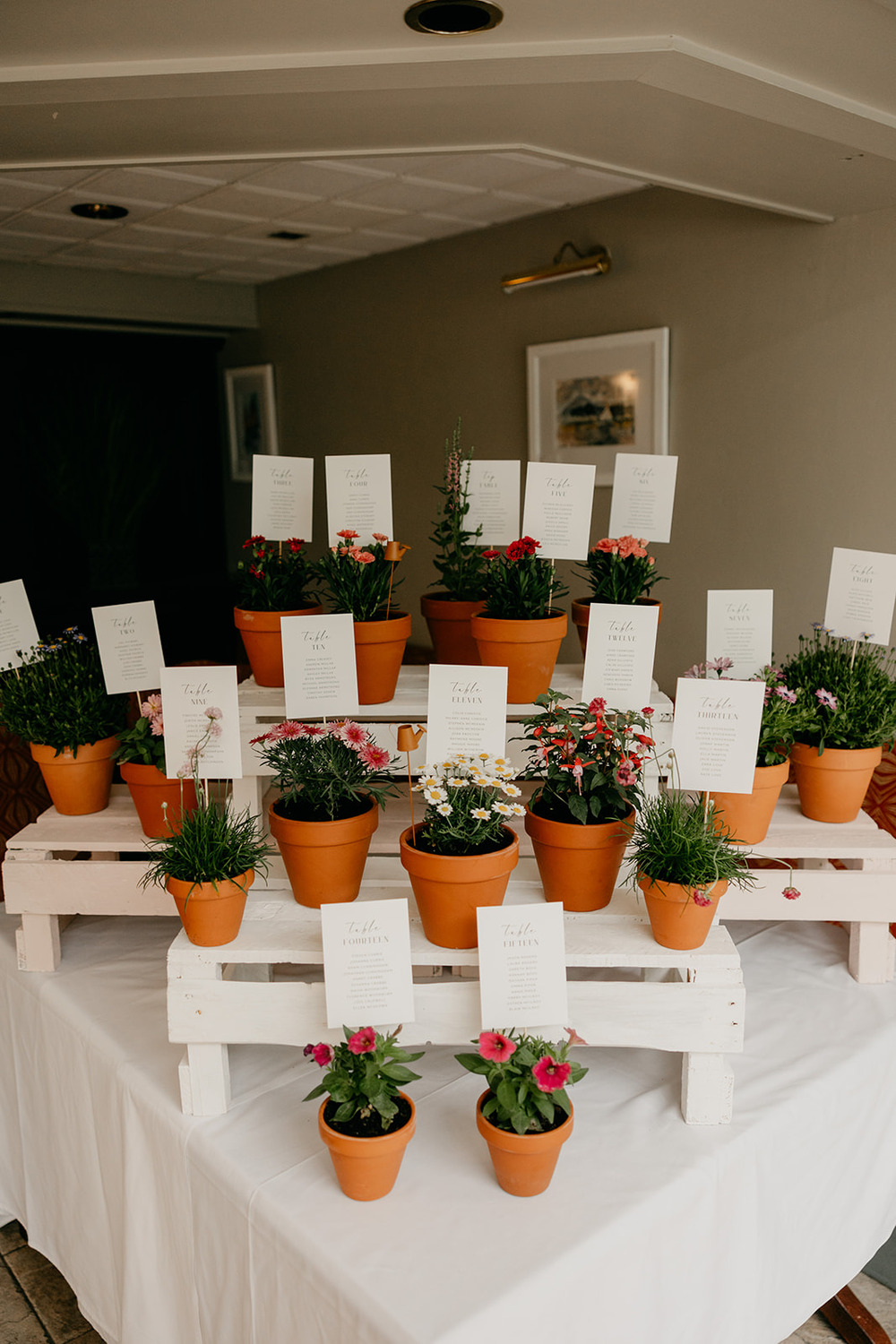 Plant Pot Table Plan Magheramorne Estate Wedding Iain Irwin