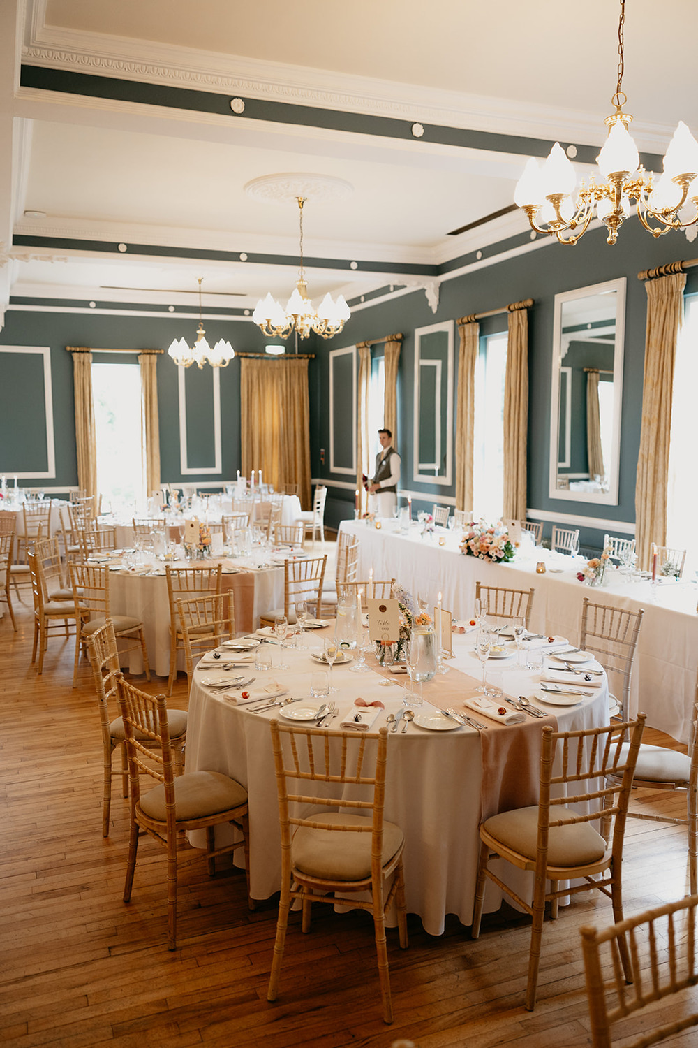 Round Tables Reception Decor Simple Magheramorne Estate Wedding Iain Irwin