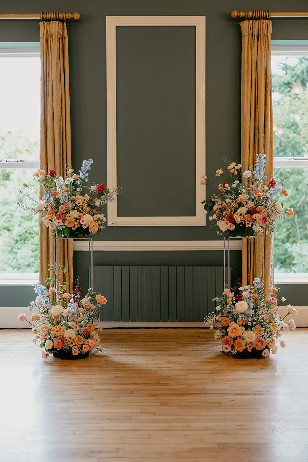 Ceremony Flowers Table Decor Magheramorne Estate Wedding Iain Irwin