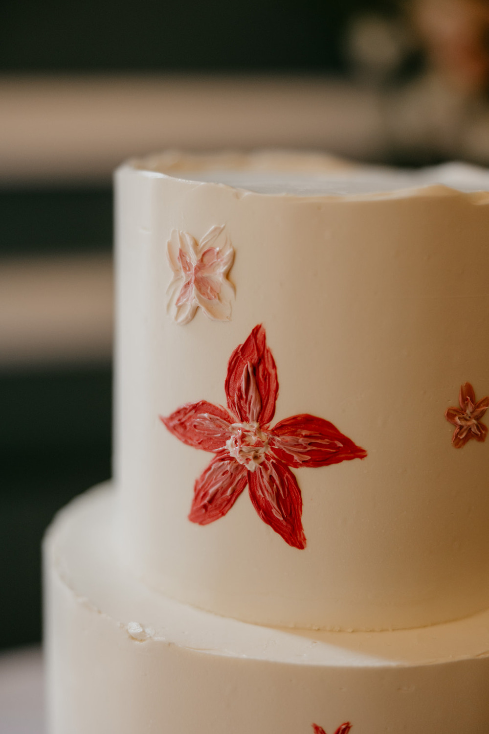 Pink Flower Cake Painted Magheramorne Estate Wedding Iain Irwin