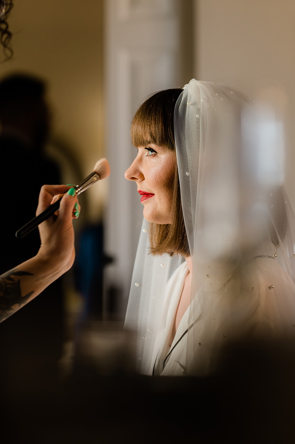 Bride Makeup Red Lip Retro Rustic Barn Wedding Paul Santos Photography