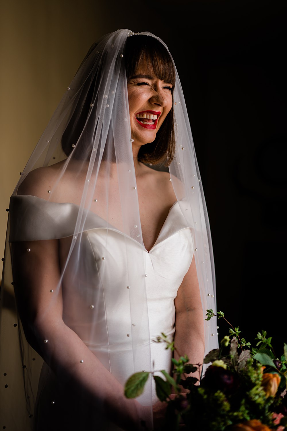 Off Shoulder Sweetheart Dress Bride Pearl Veil Retro Rustic Barn Wedding Paul Santos Photography