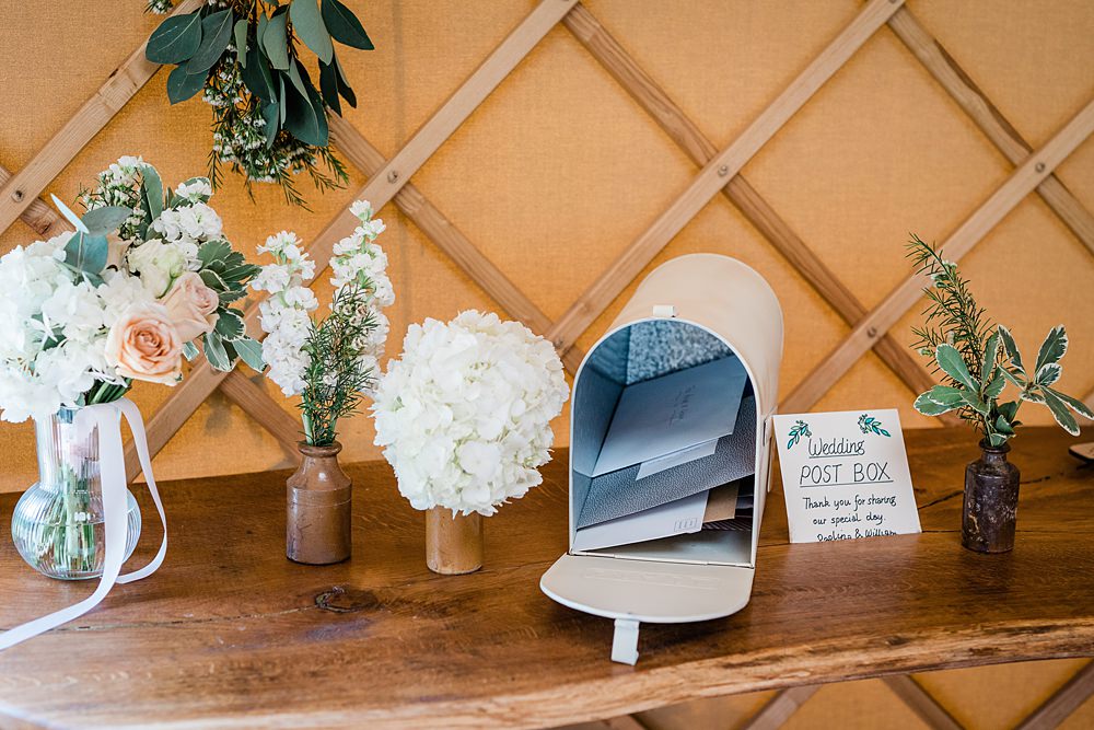 Card Post Box Walled Garden Yurt Wedding Charlotte Mail Photography