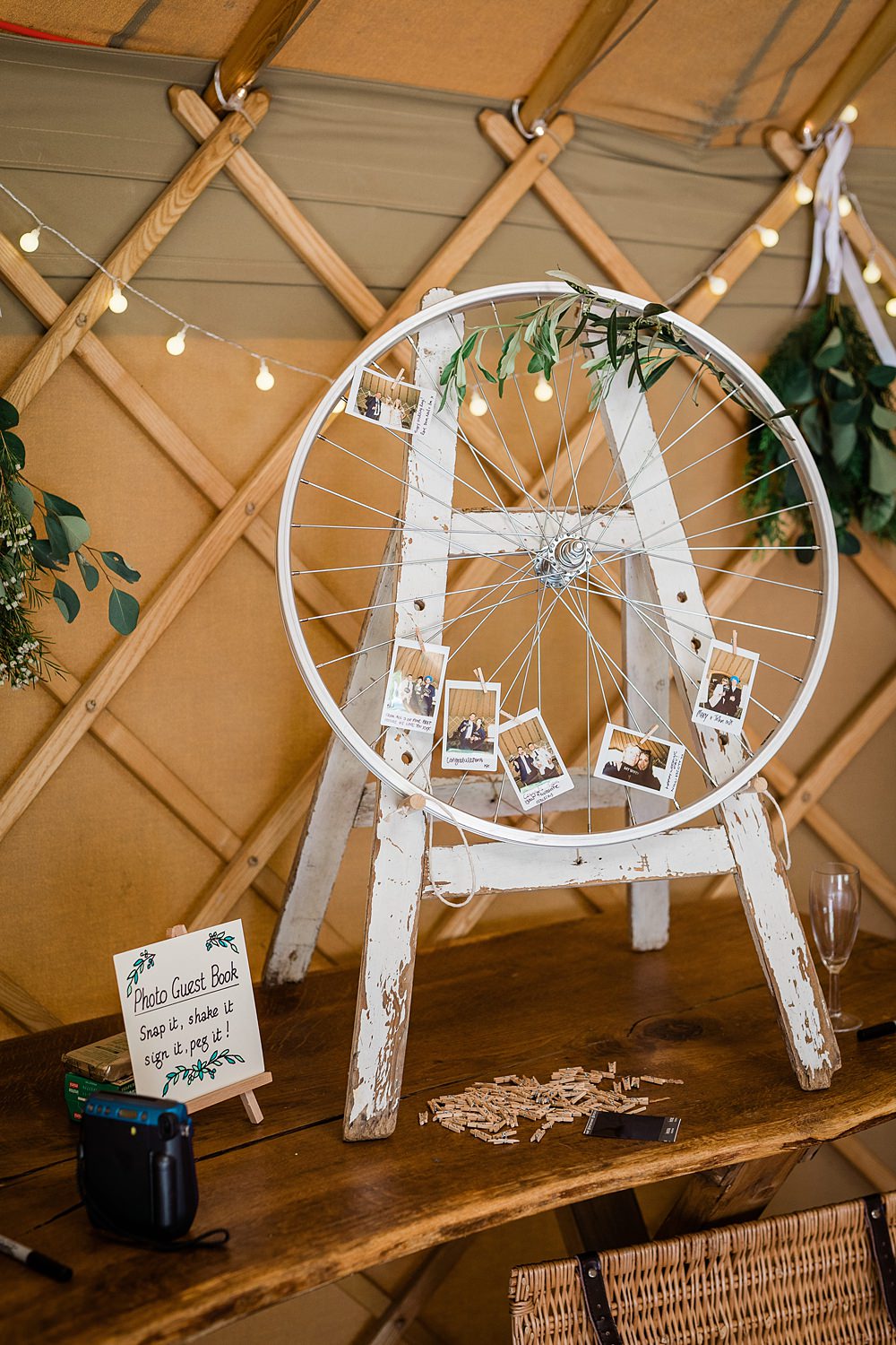 Wheel Photo Guest Book Walled Garden Yurt Wedding Charlotte Mail Photography