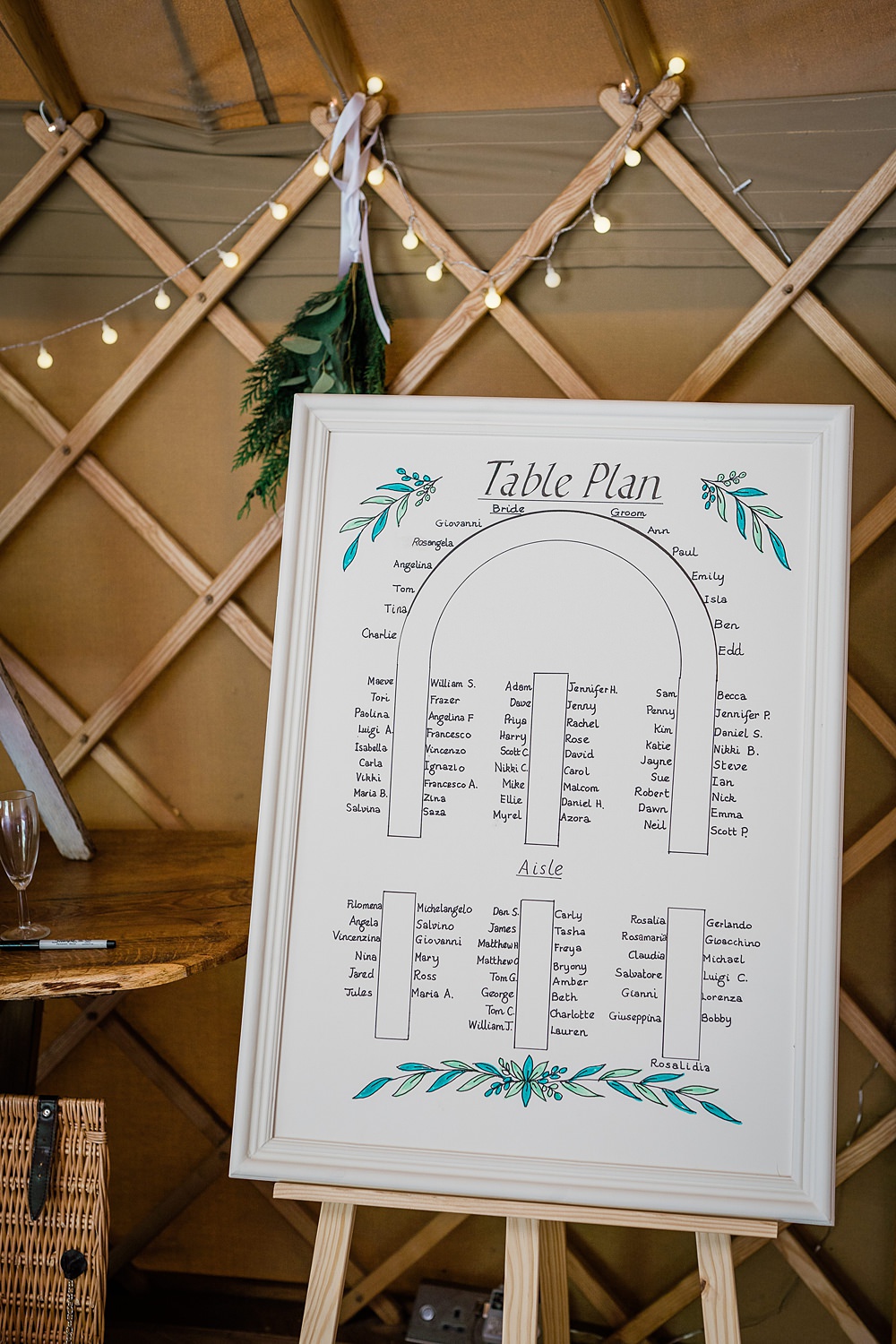 Table Plan DIY Greenery Illustrated Walled Garden Yurt Wedding Charlotte Mail Photography