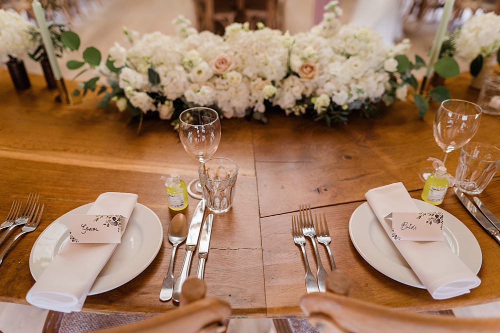 Top Table White Flowers Hydrangea Place Setting Walled Garden Yurt Wedding Charlotte Mail Photography