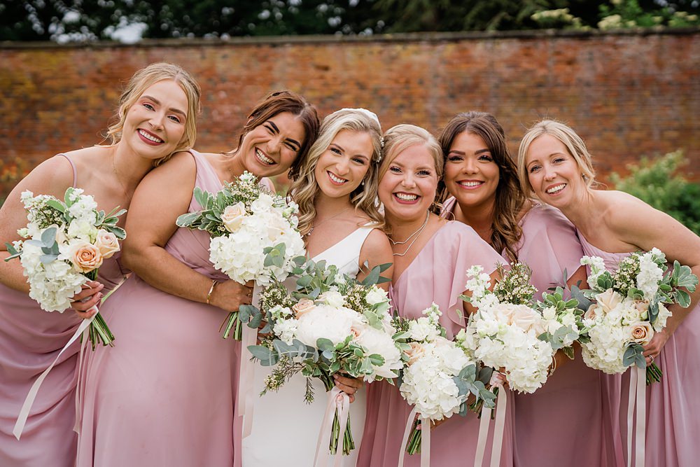 Pink Long Bridesmaid Dresses Walled Garden Yurt Wedding Charlotte Mail Photography