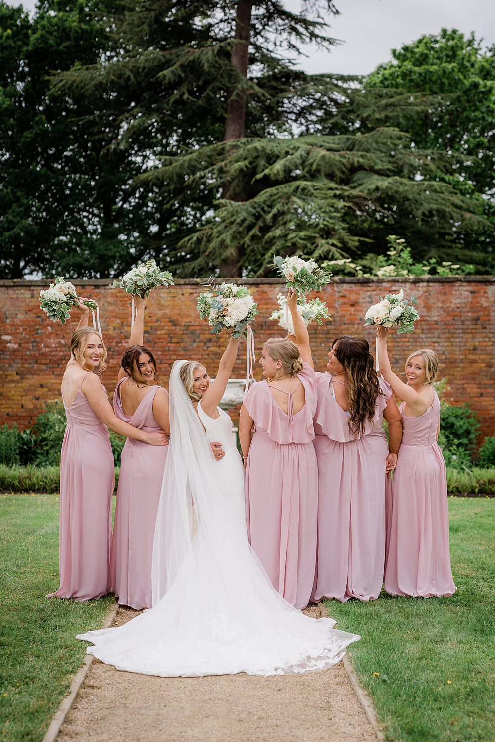 Pink Long Bridesmaid Dresses Walled Garden Yurt Wedding Charlotte Mail Photography