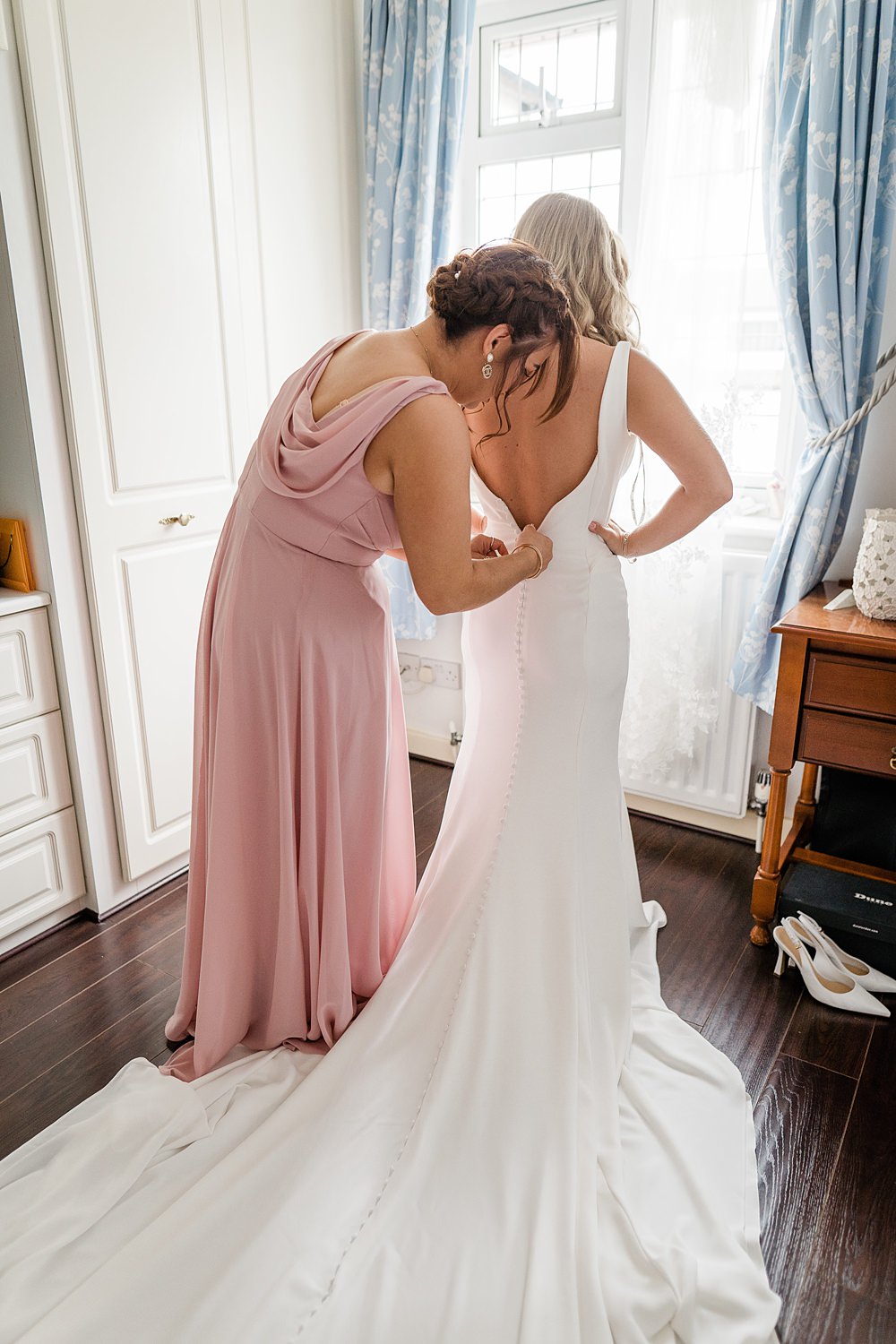 Dress Gown Bride Fit Flare V Neck Walled Garden Yurt Wedding Charlotte Mail Photography