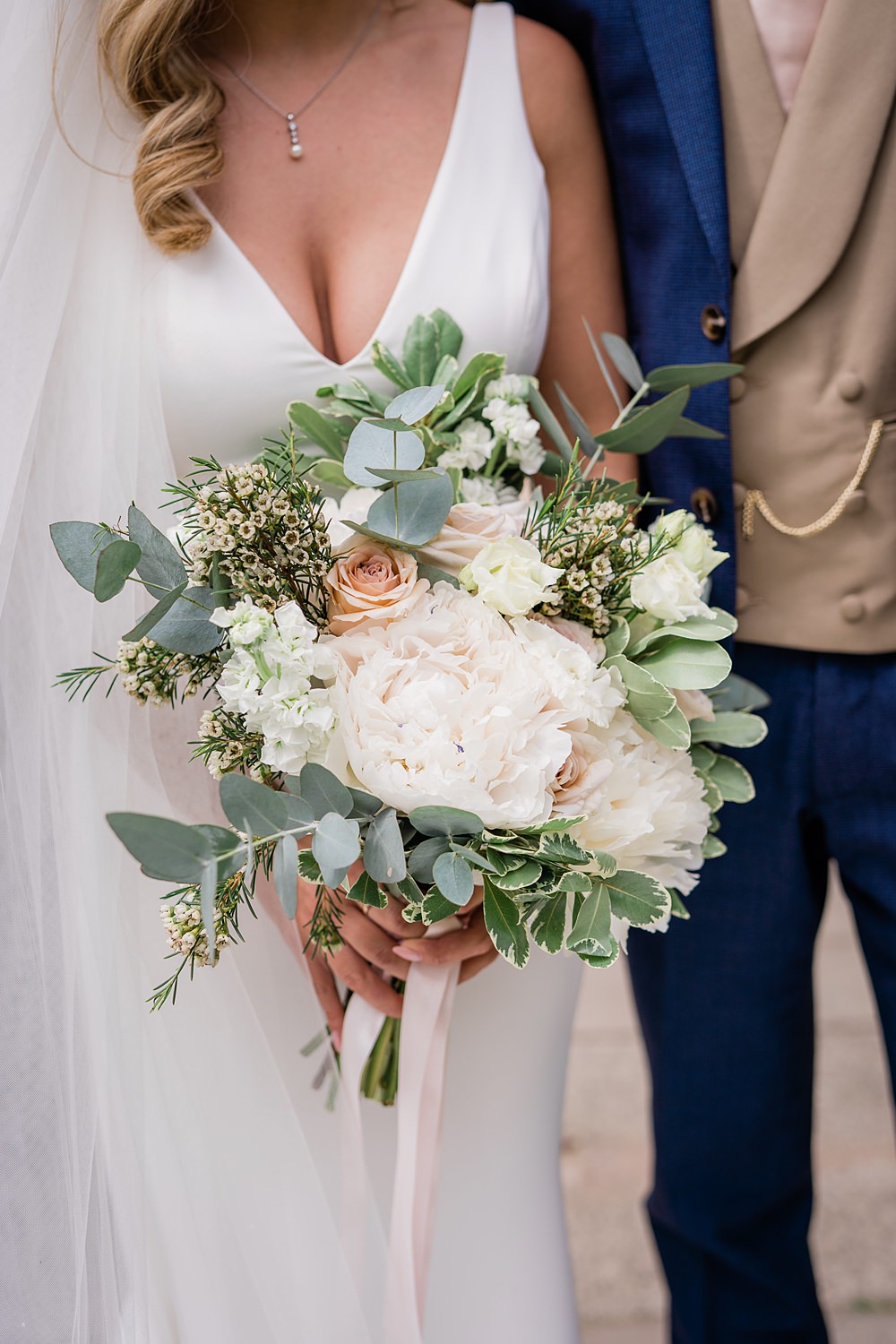 Bouquet Flowers Bride White Rose Greenery Peony Walled Garden Yurt Wedding Charlotte Mail Photography