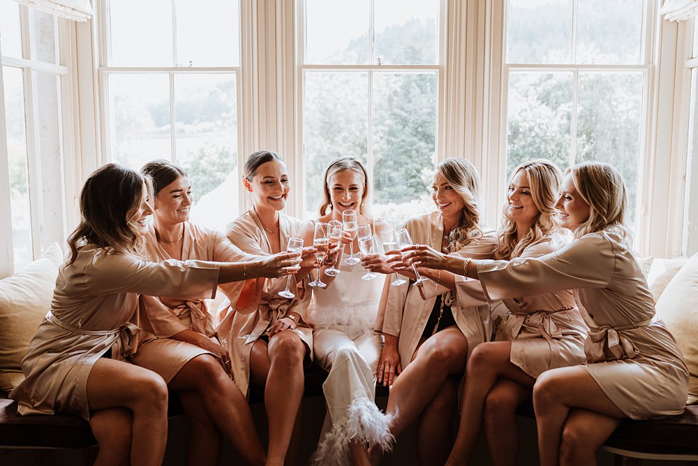 Bridesmaids Bride Toast Robes Wilde Lodge Wedding Pix By Vix