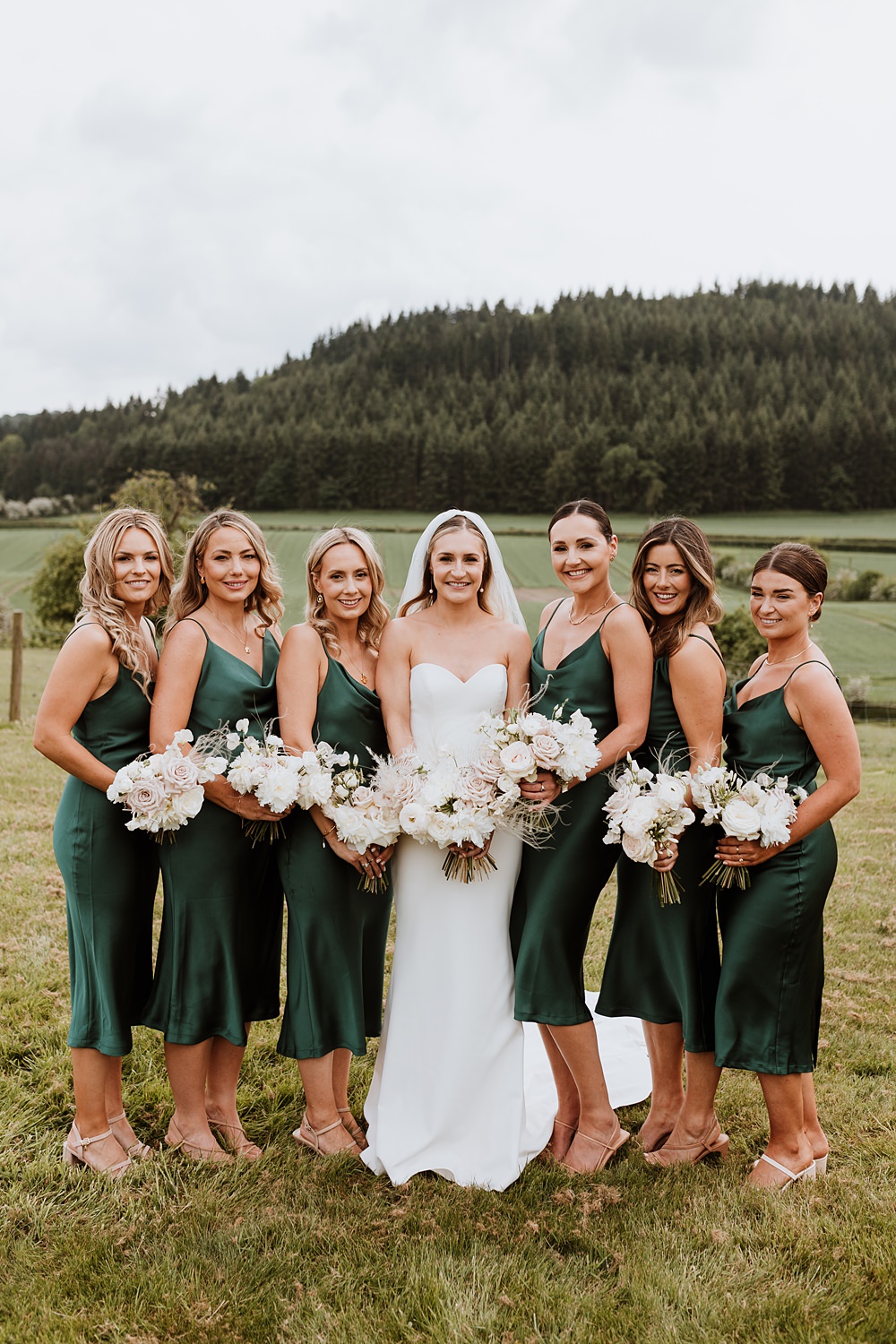 Green Midi Silk Slip Bridesmaid Dresses Wilde Lodge Wedding Pix By Vix