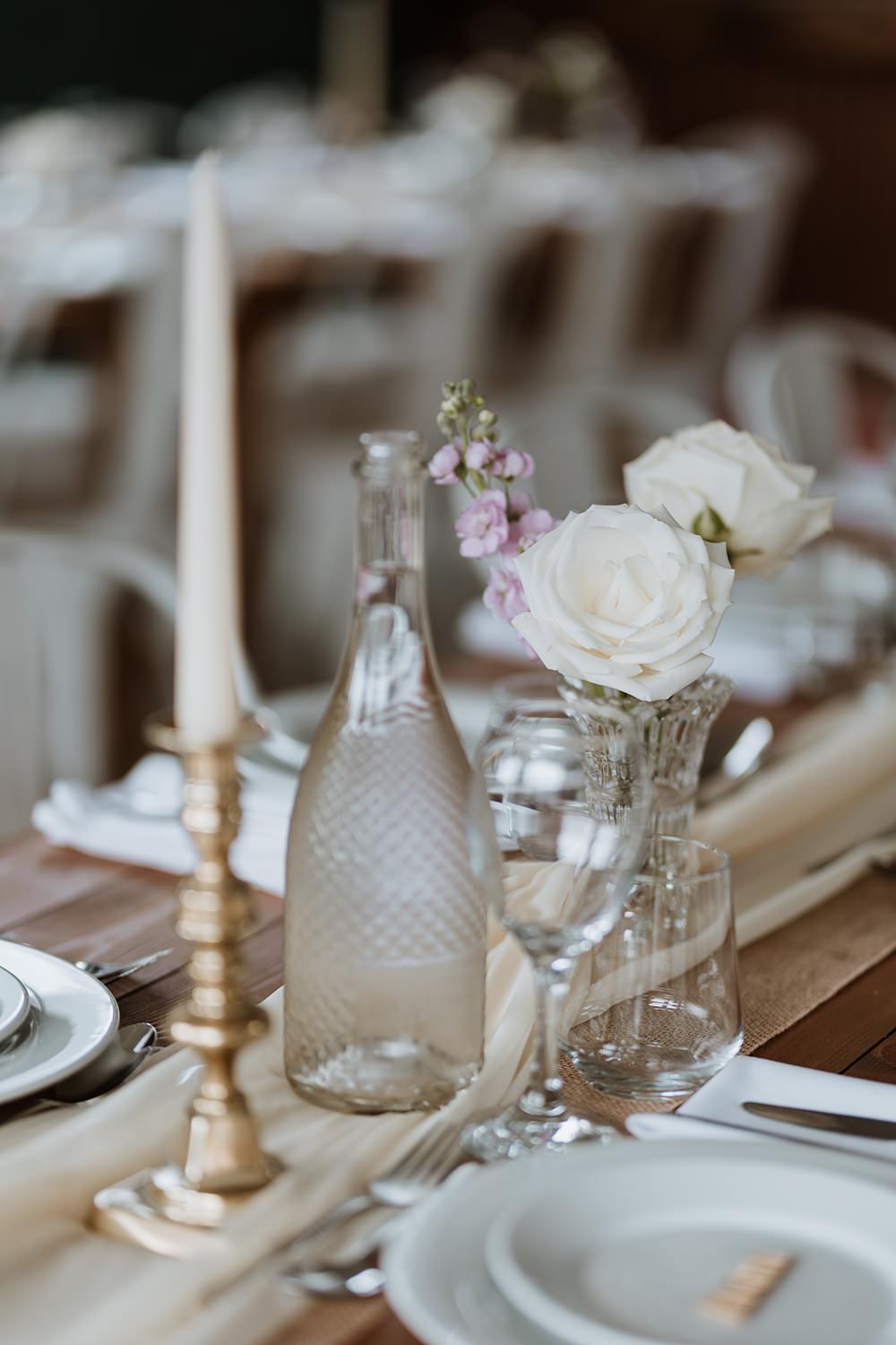 Centrepiece Flowers Rose White Candle Wilde Lodge Wedding Pix By Vix