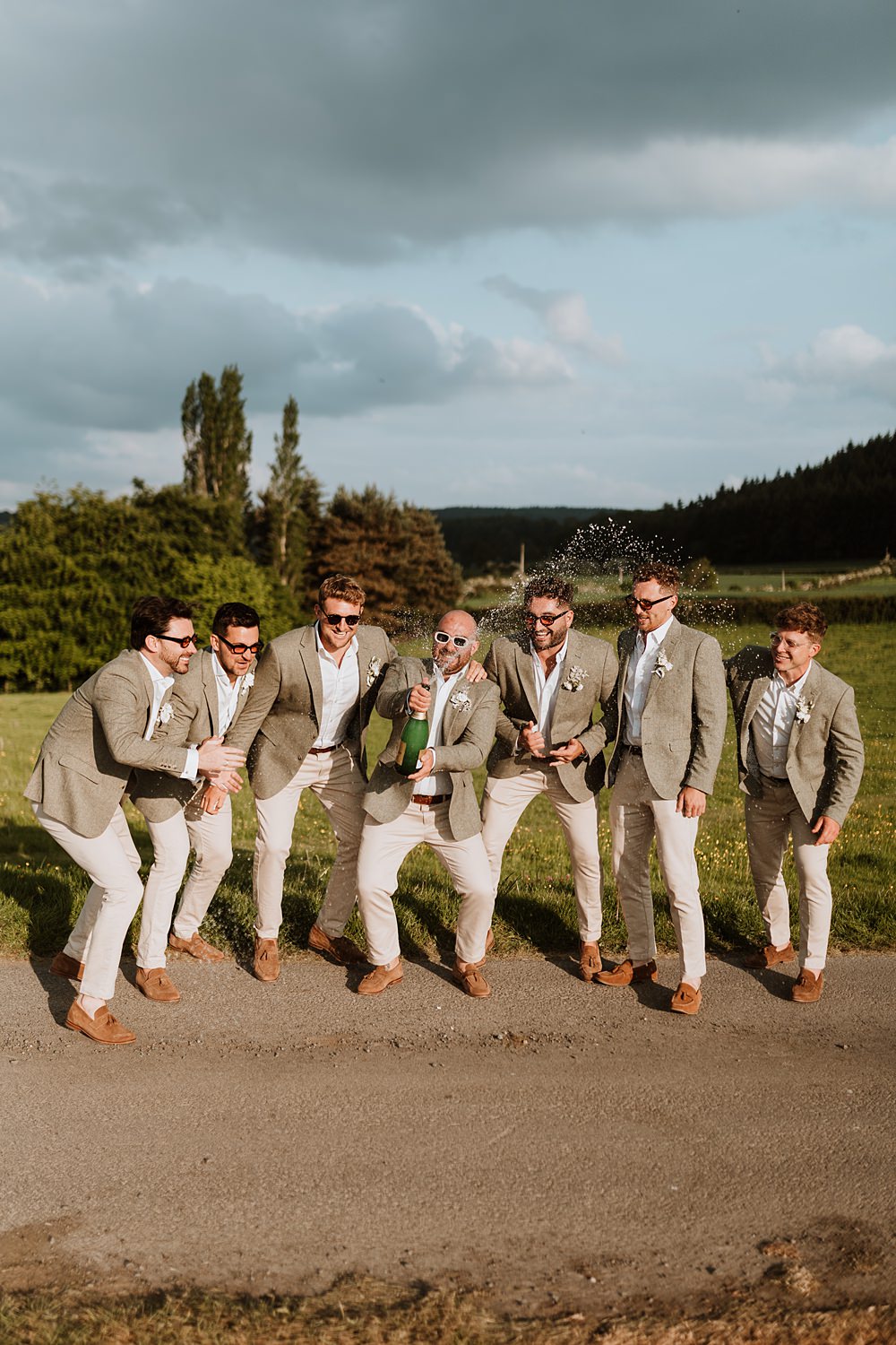 Groom Groomsmen Suits Cream Neutral Wilde Lodge Wedding Pix By Vix