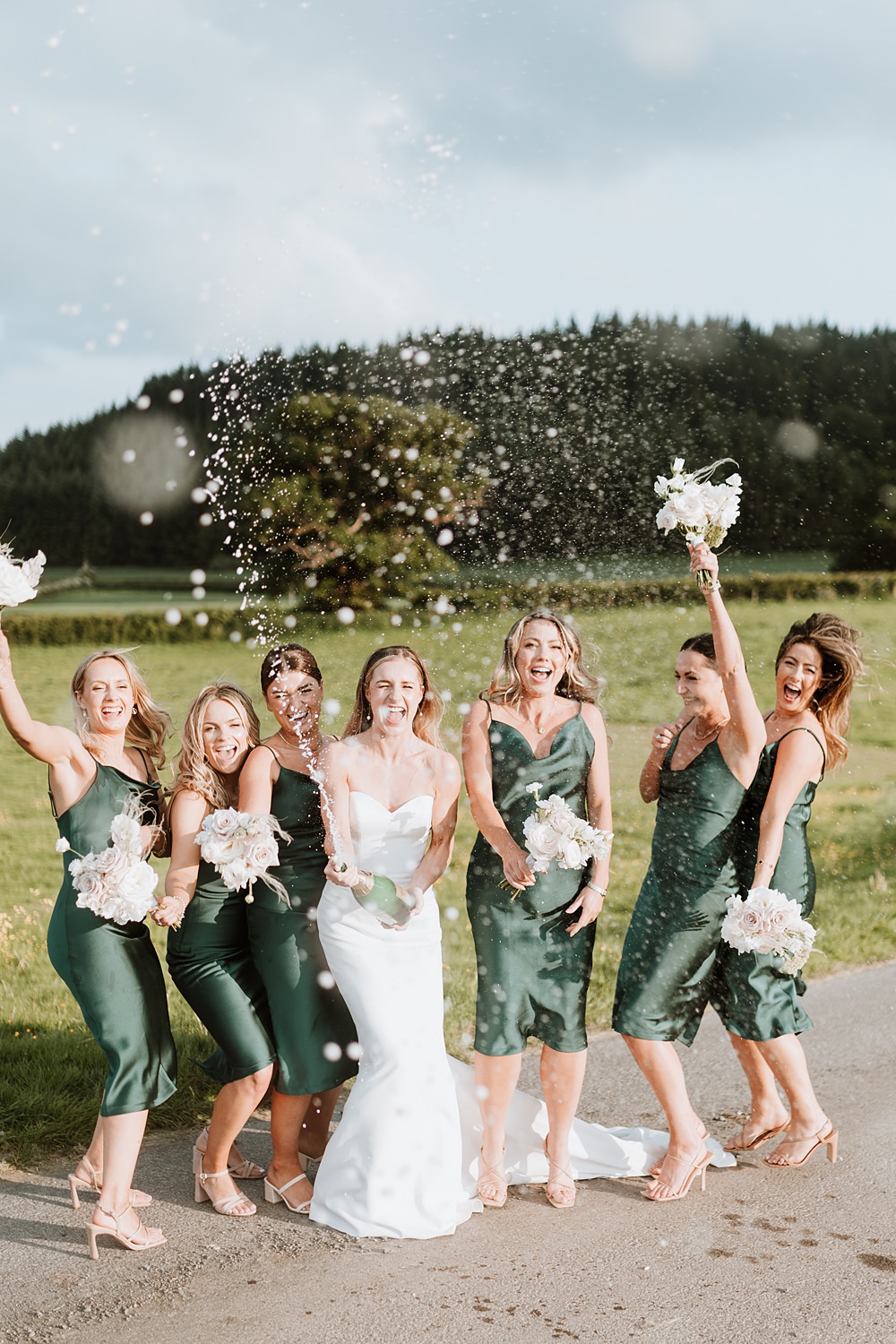 Green Midi Silk Slip Bridesmaid Dresses Wilde Lodge Wedding Pix By Vix