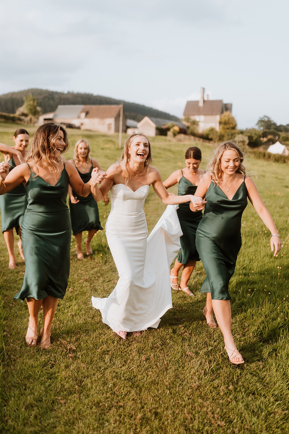 Green Midi Silk Slip Bridesmaid Dresses Wilde Lodge Wedding Pix By Vix