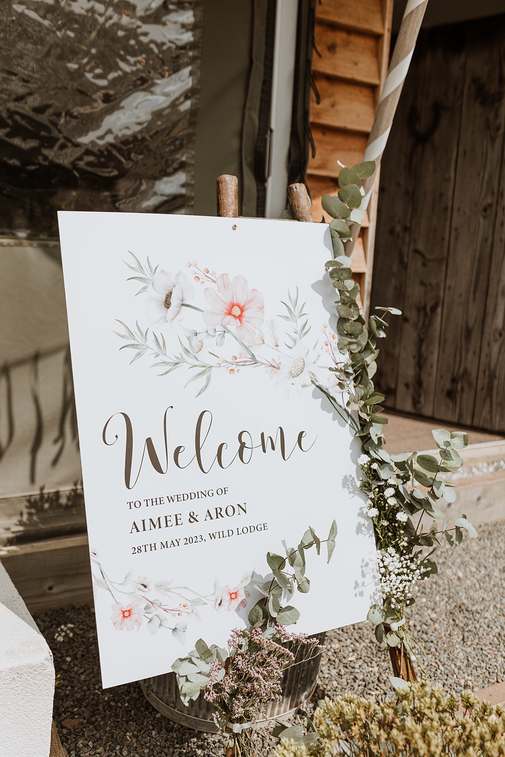 Welcome Sign Floral Greenery Wilde Lodge Wedding Pix By Vix
