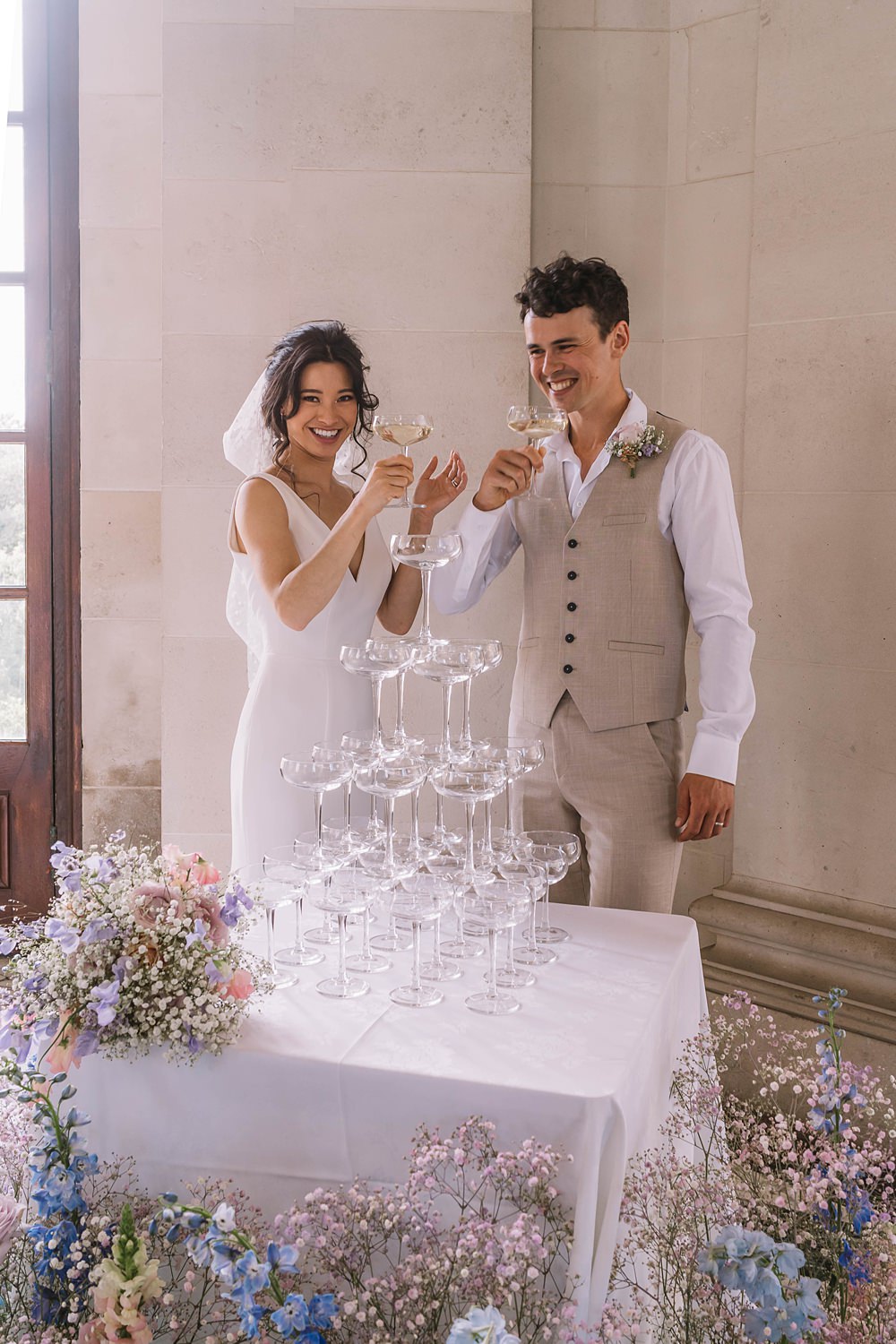 Champagne Tower Drinks Bride Groom Williamson Park Wedding Samantha Broadley Photography