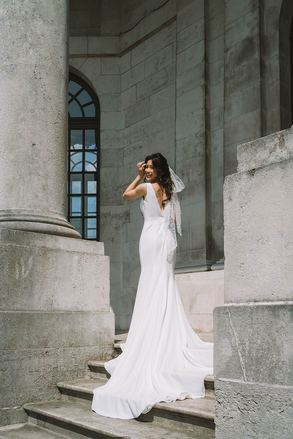 Dress Gown Bride Off Crepe Fishtail Fit Flare Williamson Park Wedding Samantha Broadley Photography