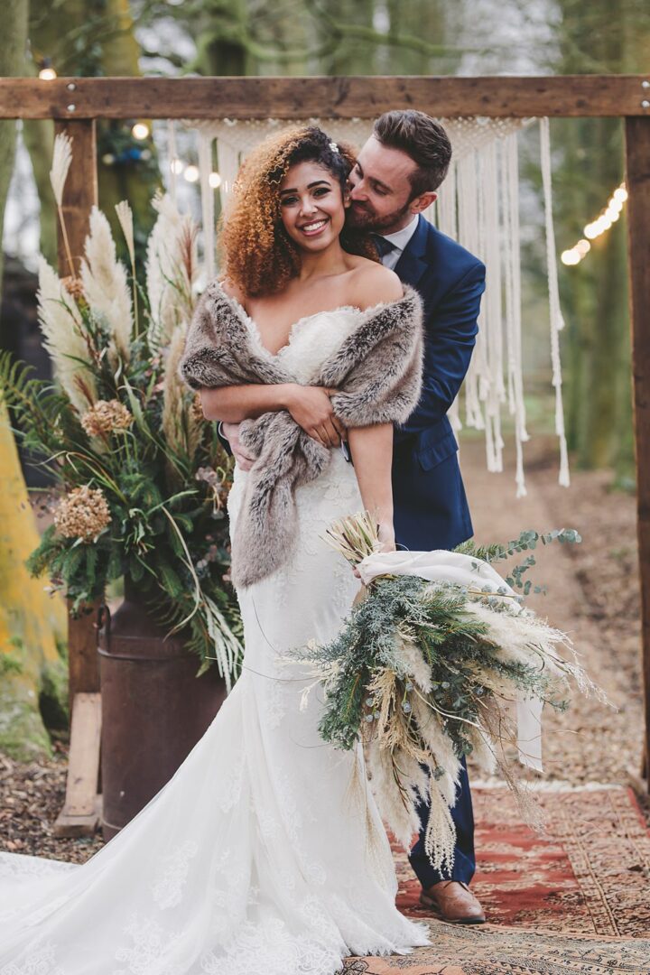 Winter Wedding Dress Faux Fur Stole Mini and Me Photography