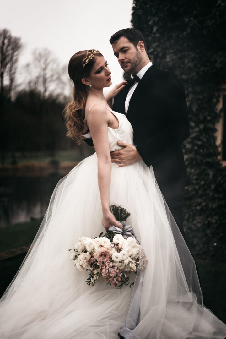 Winter Wedding Gown Idea Tulle Strappy Hayley Paige Salsabil Morrison