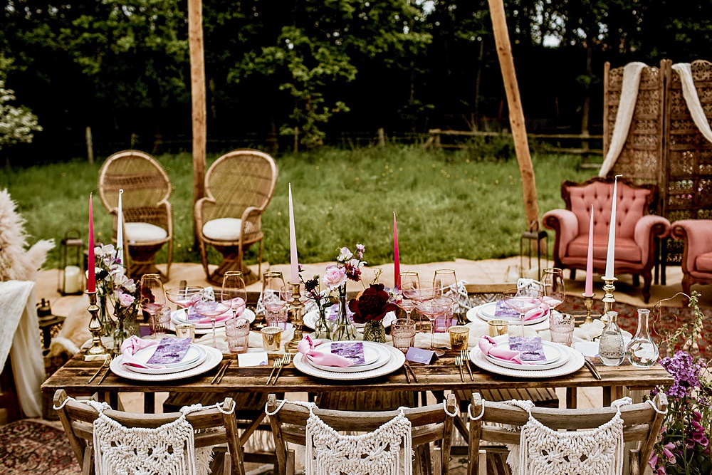 Table Decor Macrame Chairs Runner Pink Lilac Flowers Barnfield Wedding Sonder Lust Photography