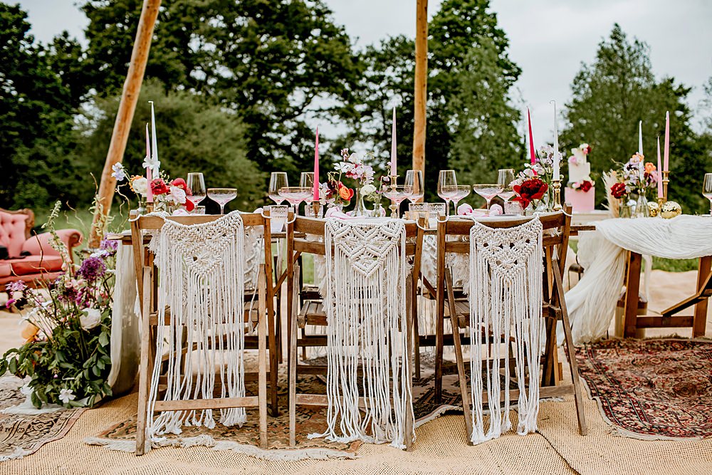 Table Decor Macrame Chairs Runner Pink Lilac Flowers Barnfield Wedding Sonder Lust Photography