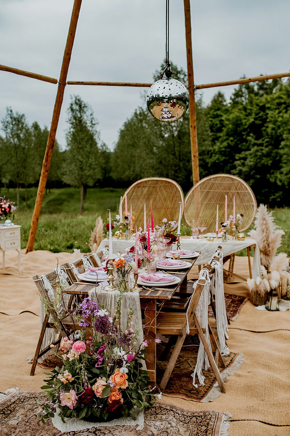 Table Decor Macrame Chairs Runner Pink Lilac Flowers Floor Boho Barnfield Wedding Sonder Lust Photography