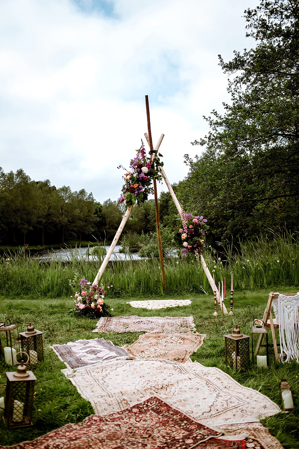 Ceremony Aisle Decor Rugs Flowers Barnfield Wedding Sonder Lust Photography