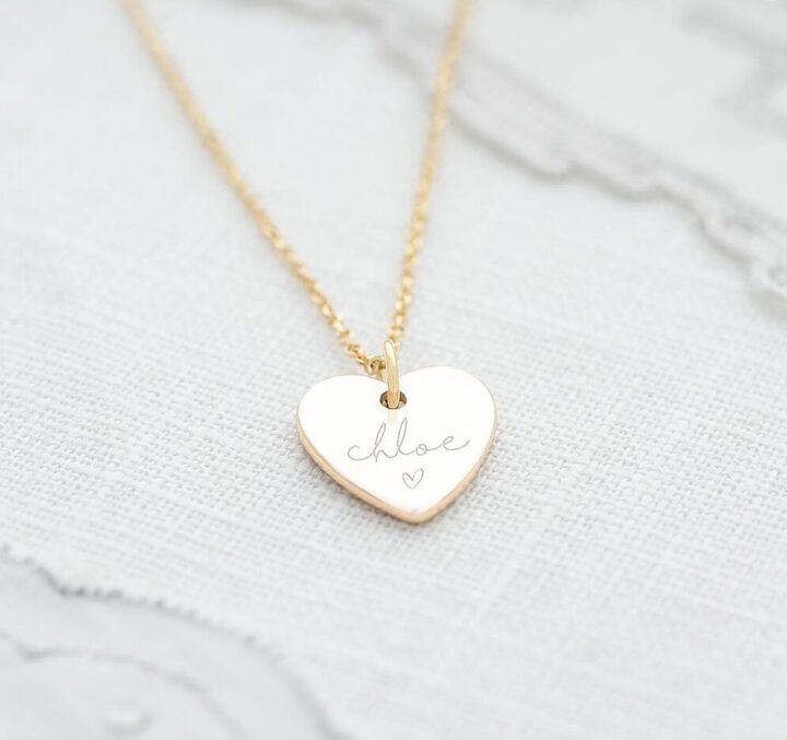 Bride Christmas Gift Idea Personalised Necklace Heart