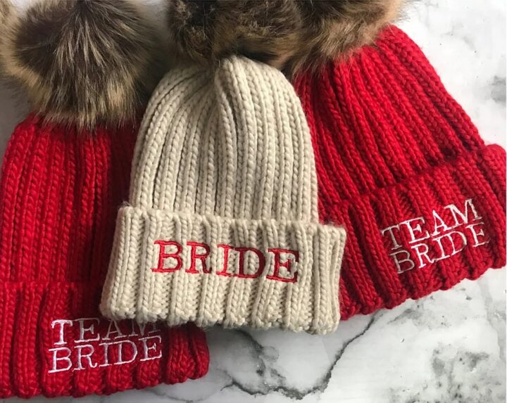 Bride Christmas Pom Pom Hat Present