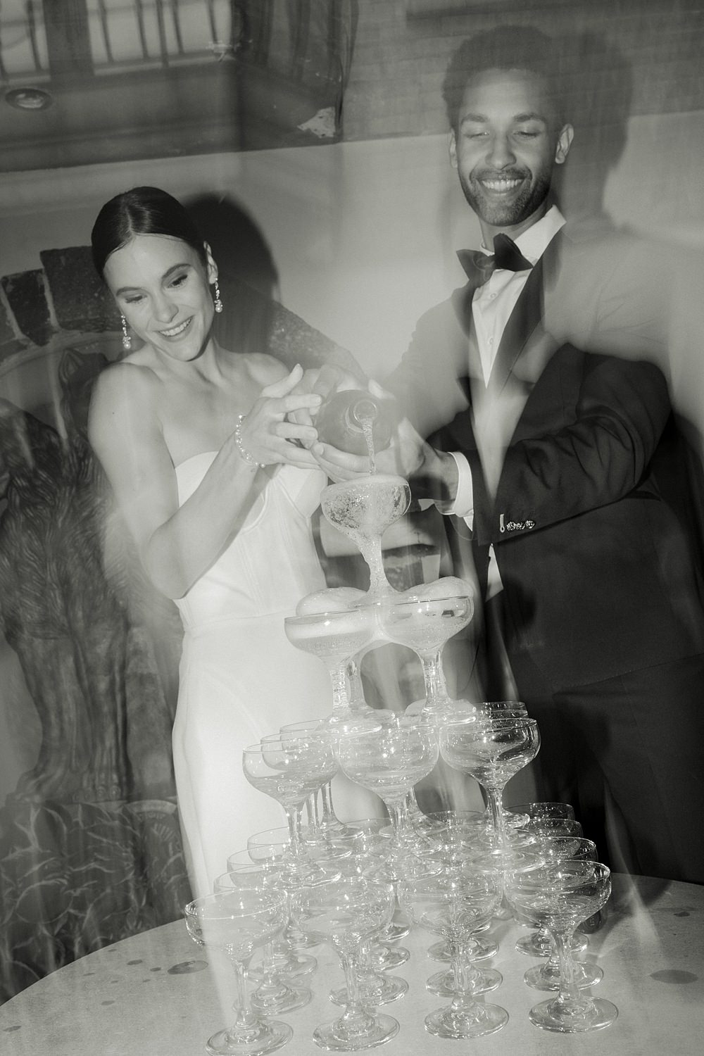 Champagne Drinks Tower Glasses Château Ste-Agnès Wedding Crémeux Photo