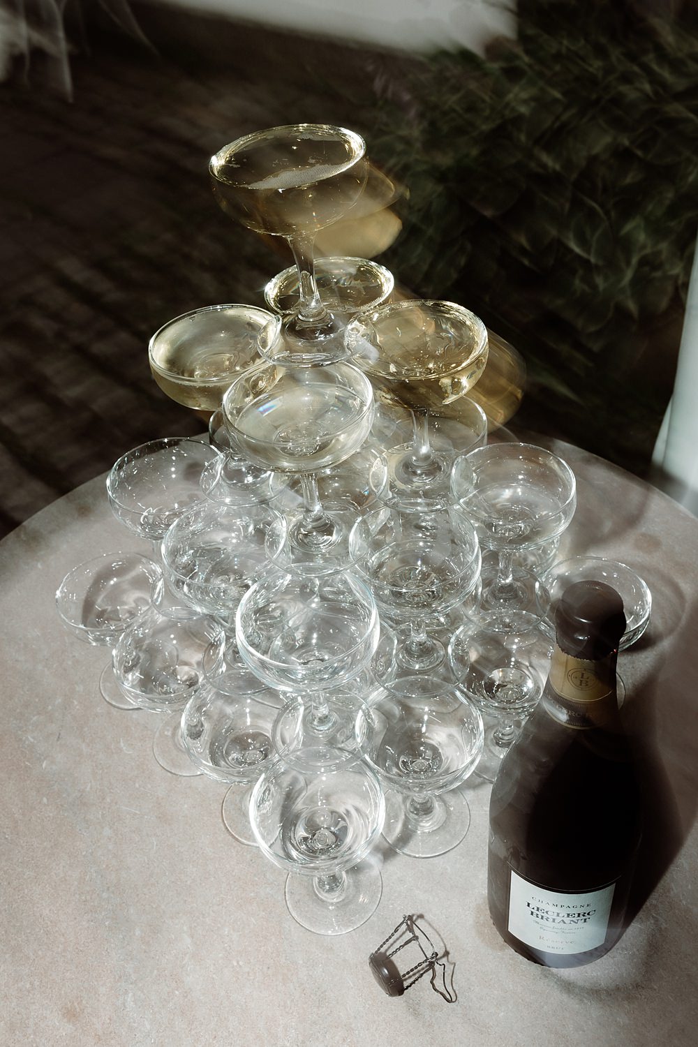 Champagne Drinks Tower Glasses Château Ste-Agnès Wedding Crémeux Photo