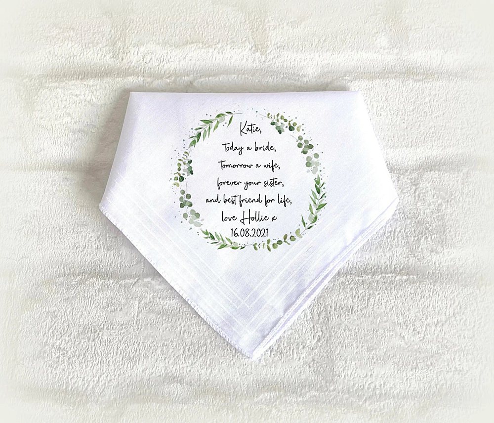 Christmas Bridal Gift Hankie Personalised Message