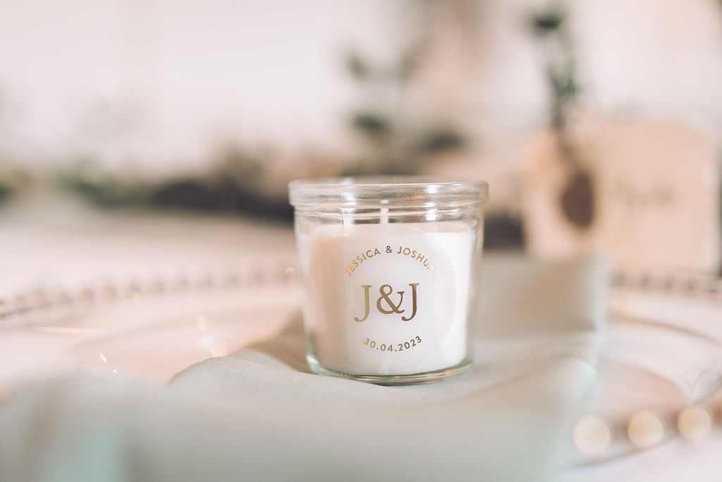 Candle Favour Personalised Compton Verney Wedding Story Ellie Mac Photography