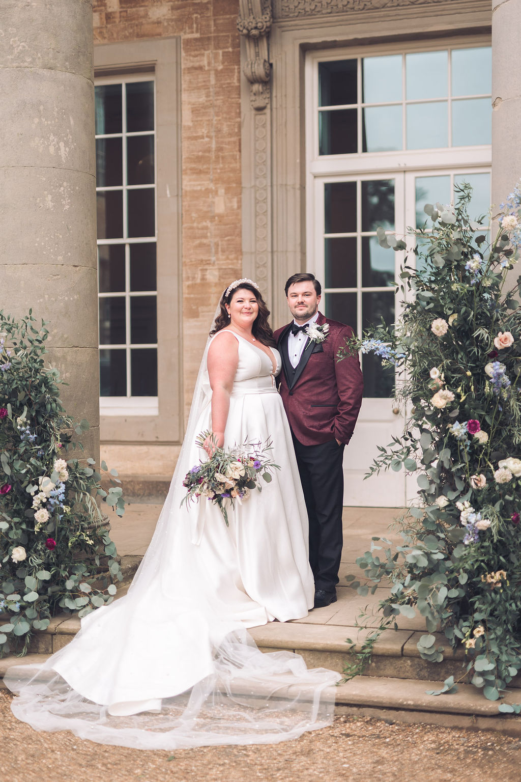 Compton Verney Wedding Story Ellie Mac Photography Door Flowers Pillars Arrangements Wild Greenery Backdrop