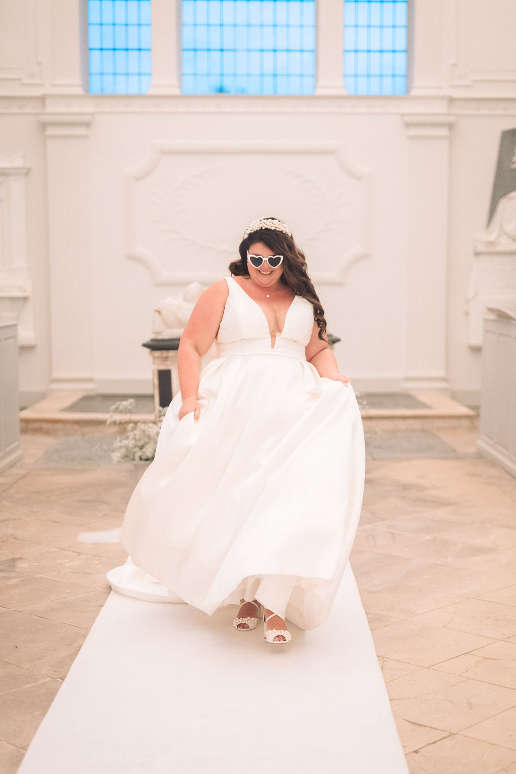 Dress Gown Bride Bow Back A Liine Sunglasses Compton Verney Wedding Story Ellie Mac Photography