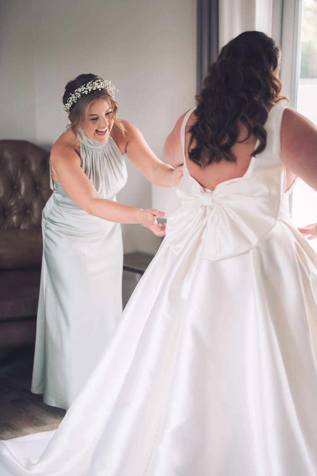 Dress Gown Bride Bow Back A Liine Compton Verney Wedding Story Ellie Mac Photography