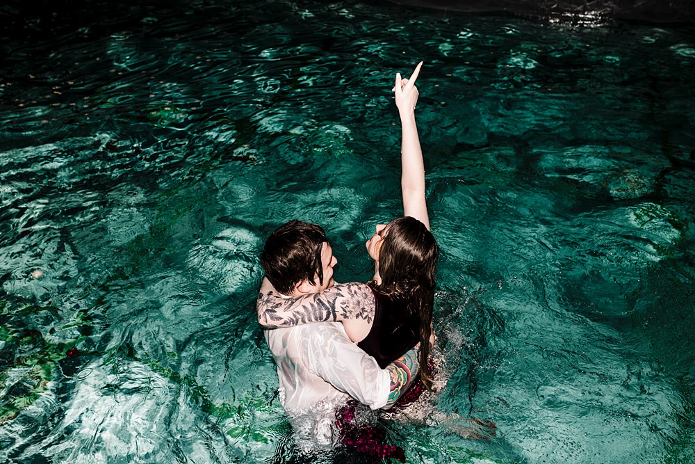 Swimming Pool Bride Groom Dunwood Hall Estate Wedding Amy Faith Photography