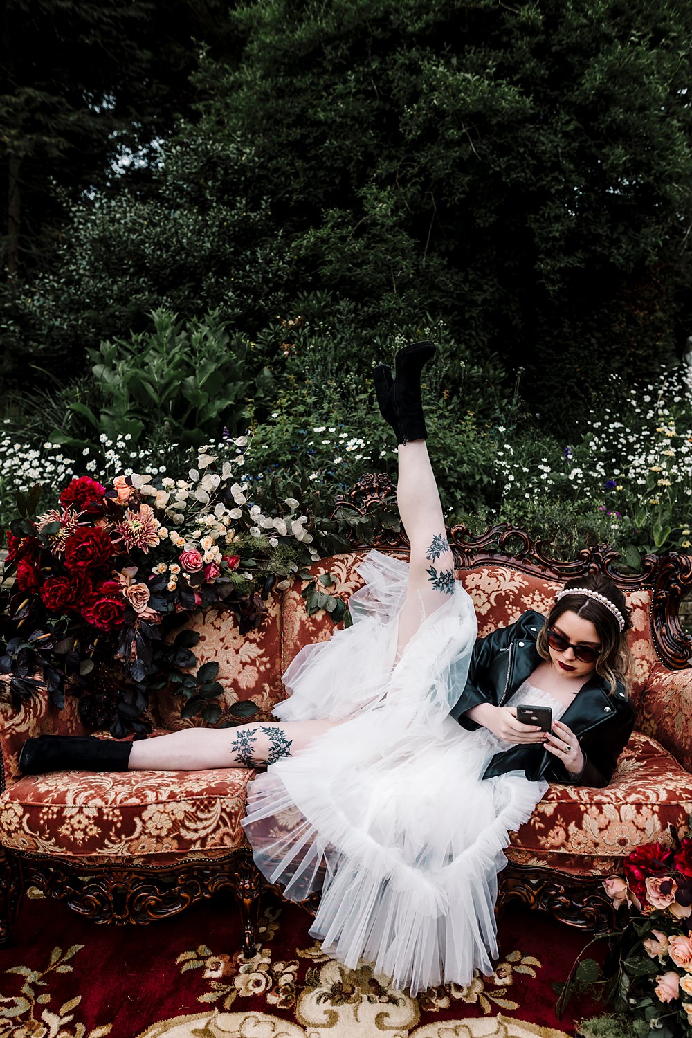 Bride Phone Dunwood Hall Estate Wedding Amy Faith Photography
