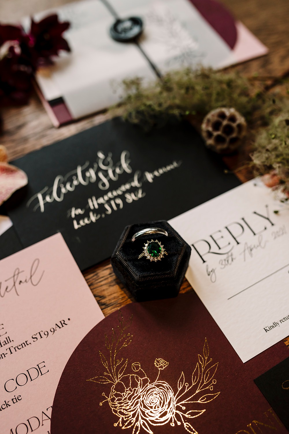 Engagement Ring Velvet Box Dunwood Hall Estate Wedding Amy Faith Photography
