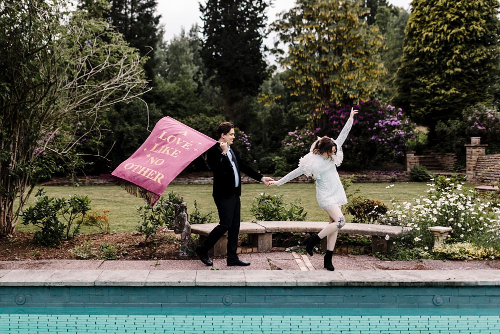Fabric Banner Sign Dunwood Hall Estate Wedding Amy Faith Photography