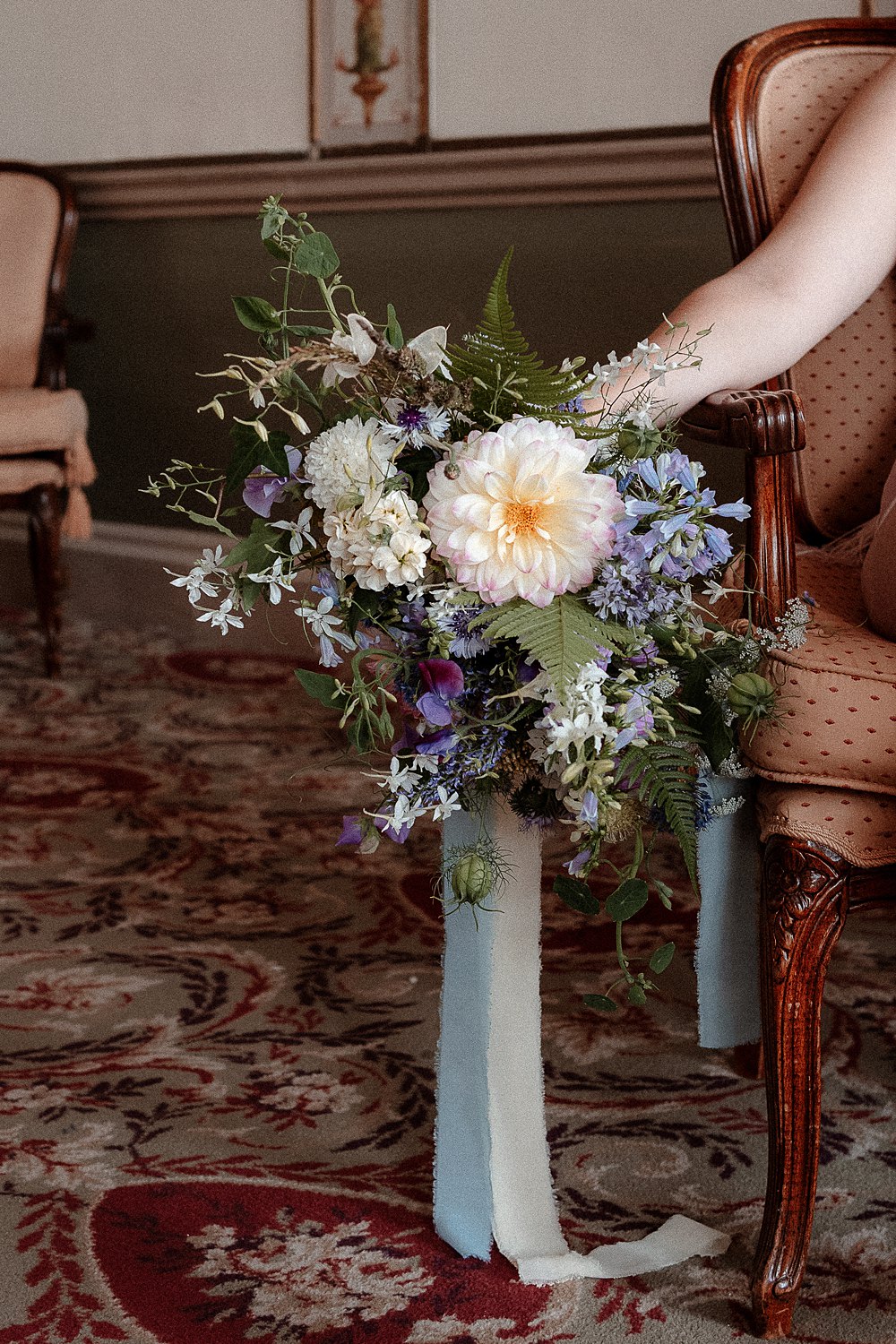 Bouquet Flowers Bride Bridal Blue Cream Marie Antoinette Wedding Katherine And Her Camera