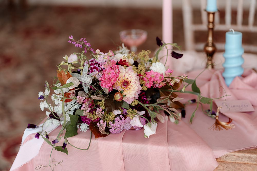 Table Flowers Pink Cream Centrepiece Marie Antoinette Wedding Katherine And Her Camera
