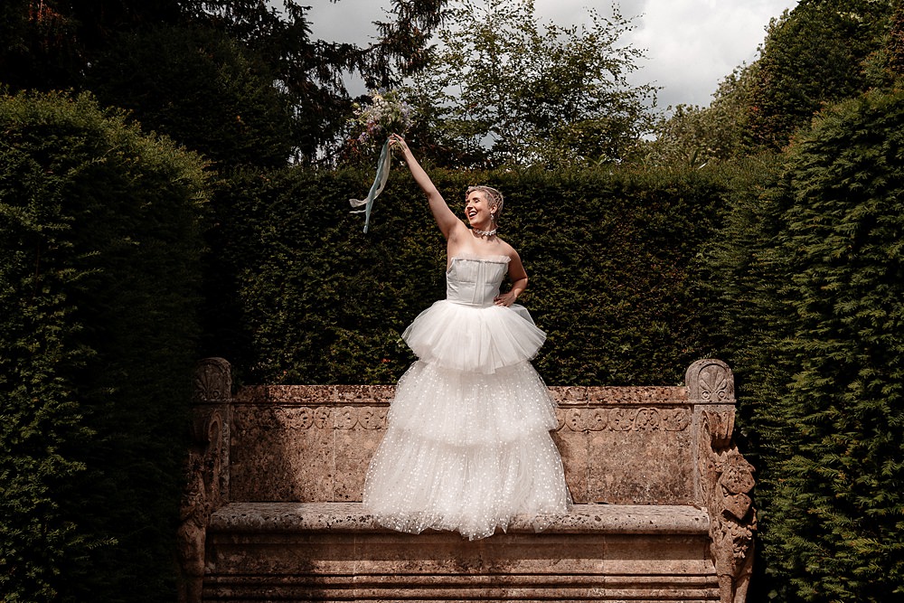 Ruffle Polka Dot Skirt Bodice Bride Dress Strapless Marie Antoinette Wedding Katherine And Her Camera