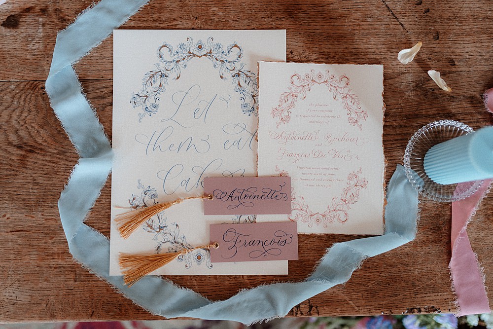 Invite Pink Blue Stationery Marie Antoinette Wedding Katherine And Her Camera