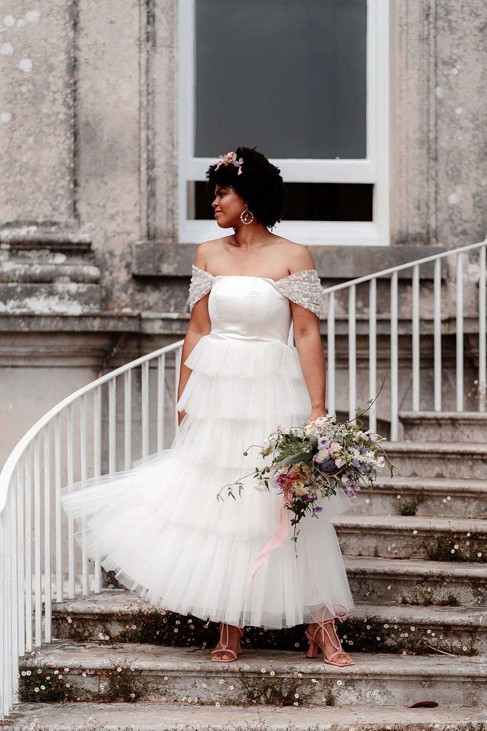 Bride Off Shoulder Tier Tulle Gown Dress Marie Antoinette Wedding Katherine And Her Camera
